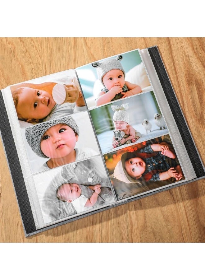 CLENEA Linen Photo Album 4x6 300 Photos Fabric Cover Picture Books Albums Wedding School Family Anniversary Baby Memory Engagement Travel Albums(Grey, 300 Pockets) - Image 2
